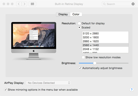 Retina iMac 5K Option Held Down