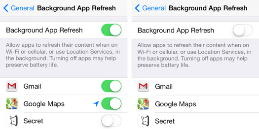 Turn Off Background App Refresh to Save Battery Life, Screenshot
