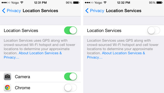 Turning Off Location Services to Save Battery Life, Screenshot