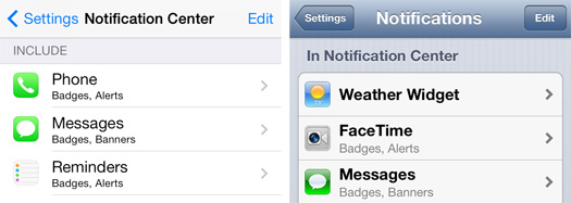 iPhone iOS 7 Notification Center, iOS 6 Notifications, Screenshot