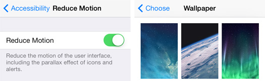Reduce Motion Setting to Improve iPhone Battery Life, Screenshot