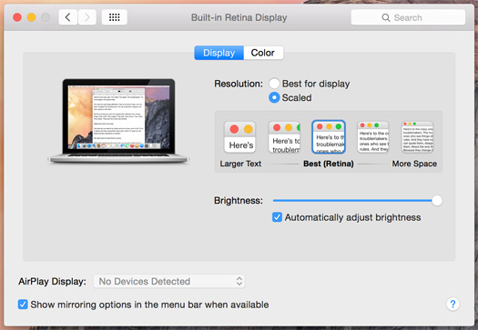 MacBook Pro Retina Display, Scaled Resolutions